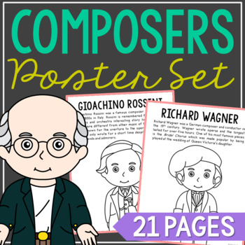 Preview of FAMOUS COMPOSERS Coloring Pages and Posters | Music Theory Activity Worksheet
