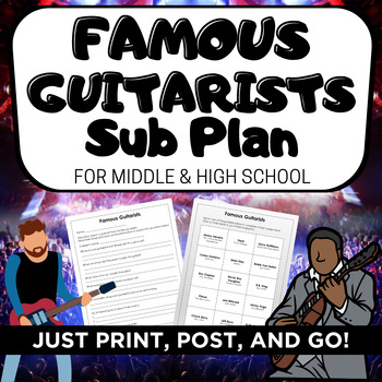 Preview of FAMOUS GUITARIST SUB PLAN for Middle or High School Music or Guitar Class