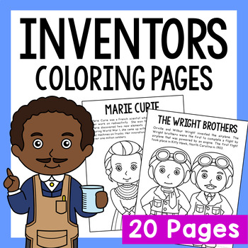 Preview of FAMOUS INVENTORS Coloring Pages for Crafts | Science Posters Activity