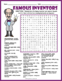 FAMOUS INVENTORS & INVENTIONS Word Search Puzzle Worksheet