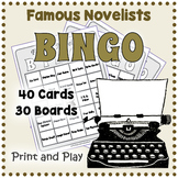 FAMOUS NOVELISTS BINGO GAME - Includes 40 Influential Auth