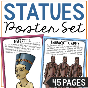 Preview of FAMOUS STATUES Posters | World Geography Landmarks | Art History Activity