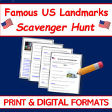 FAMOUS U.S. LANDMARKS & MONUMENTS Scavenger Hunt | WebQuest