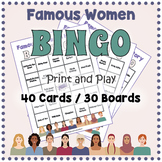 FAMOUS WOMEN IN HISTORY BINGO Game Boards and Biography Cards