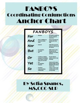 Preview of FANBOYS Coordinating Conjunctions anchor chart with meaning and examples