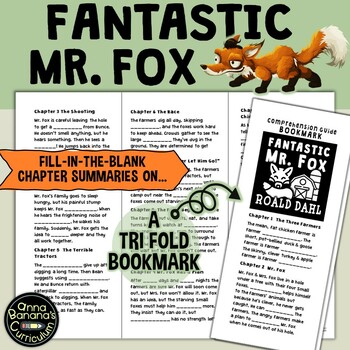 FANTASTIC MR. FOX Comprehension Guide Tri-Fold Bookmark | TpT