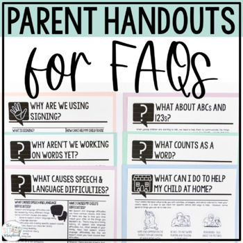 Preview of Speech Therapy Parent Handouts - Frequently Asked Questions - Early Intervention