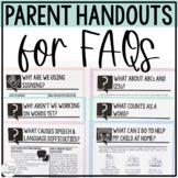 Speech Therapy Parent Handouts - Frequently Asked Question