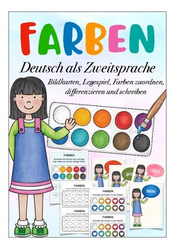 Preview of FARBEN - Deutsch, beginner German reading, writing + colours, Malen