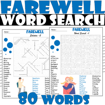 Farewell Word Search Puzzle All About Farewell Word Search Activities