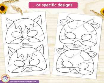 FARM ANIMALS MASKS - For Colouring - Payhip
