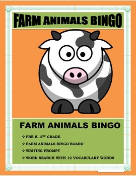 Preview of FARM ANIMALS BINGO-Pre K -2nd Grade- Language Arts-Distance Learning