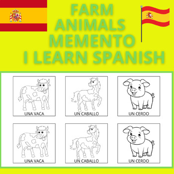 Preview of FARM ANIMALS MEMENTO - I LEARN SPANISH - GAME FOR KIDS - MEMORY - REFLECTION #1