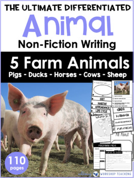 Preview of FARM ANIMALS Non Fiction Differentiated Research Posters Writing Templates