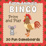 FARM ANIMALS THEMED BINGO & Memory Matching Card Game Activity