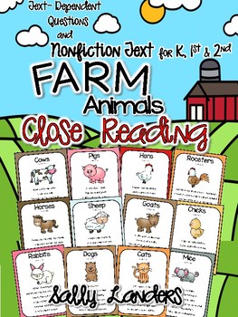 Preview of FARM Animals Close Reading Pack {Kindergarten, 1st & 2nd}