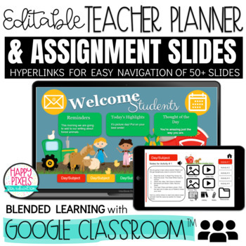 Preview of FARM EDITABLE WEEKLY lesson plan template for DISTANCE LEARNING Google Slides