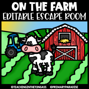 Preview of Farm Escape Room Math & ELA Printable Activities