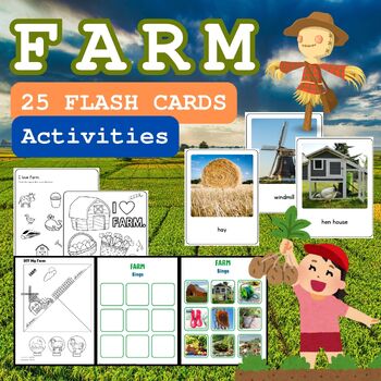 Preview of FARM Flash cards and fun activities, BIngo game, farm DIY