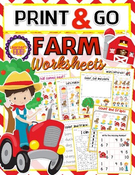 Preview of FARM PRE-K WORKSHEETS PACKET by: Learner's Hub! Distance Learning from home