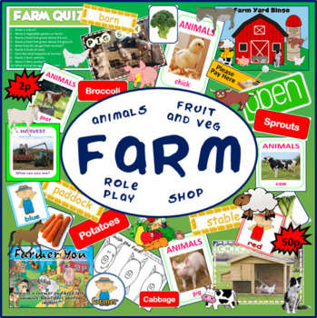Preview of FARM TEACHING RESOURCES ANIMALS FRUIT VEGETABLES SHOP ROLE PLAY