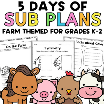 Preview of FARM THEMED SUBSTITUTE PLANS - sub plans for kindergarten, first, second grades