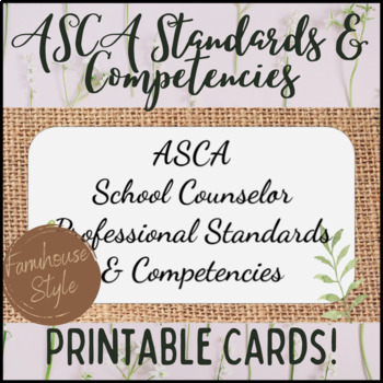 Preview of FARMHOUSE ASCA Standards & Competencies Printable Cards for School Counselors