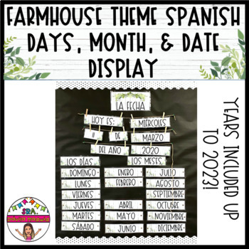 Preview of FARMHOUSE THEMED SPANISH DAYS, MONTHS & DATE DISPLAY