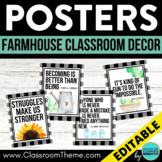 FARMHOUSE Theme Classroom Decor EDITABLE POSTER SIGN bulle