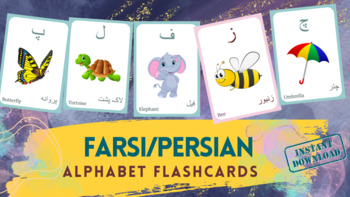 Preview of FARSI (Persian) Alphabet FLASHCARD with picture, Learning Farsi (Persian), Farsi