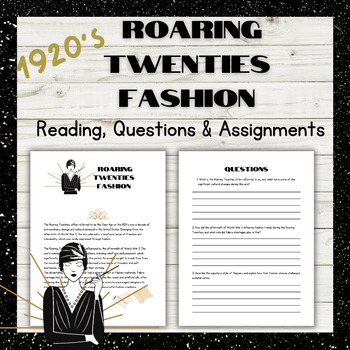 Preview of FASHION DESIGN STUDY : 1920s Roaring twenties fashion reading comprehension