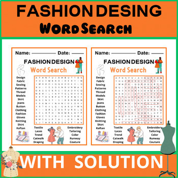 Preview of FASHION DESIGN Word Search Puzzle Worksheet Activity