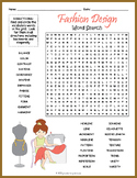 FASHION DESIGN Word Search Puzzle Worksheet Activity
