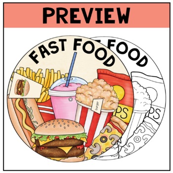 FAST FOOD (2 VERSIONS: AE + BE) - Vocabulary Wheel by My Teaching Factory