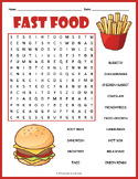 FAST FOOD Word Search Puzzle Worksheet Activity