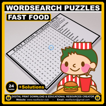 Fast Food Word Search Puzzle