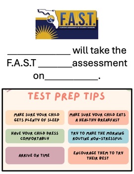 Preview of FAST Florida Testing Parent Letter F.A.S.T