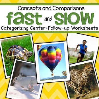FAST and SLOW Center and Printables for Preschool and Kindergarten