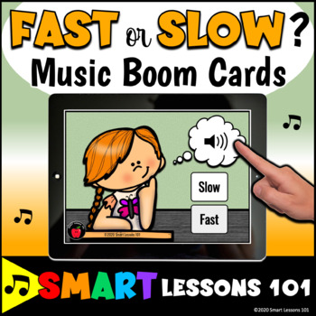 Preview of FAST and SLOW Sounds BOOM CARDS™ Music Game Fast Slow Activity Google Classroom™