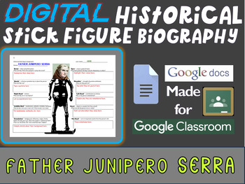 Preview of FATHER JUNIPERO SERRA Digital Historical Stick Figure Biographies  (MINI BIO)