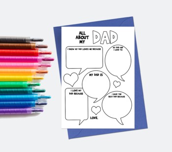Preview of FATHER'S DAY CLASS ACTIVITY, PRINTABLE FATHERS DAY CARD FOR DAD, WRITING PROMPT