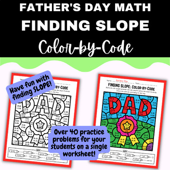 Preview of FATHER'S DAY Math Color by Code: Finding Slope Between Two Points