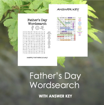 Preview of Father's Day Word Search With Answer Key Handout
