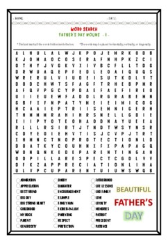 Preview of FATHER S DAY nouns Word search