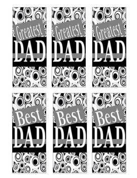 8 Father's Day Coloring Bookmarks Gift Token Markers for 