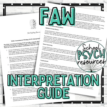 Preview of FAW Fiefer Writing Interpretation Guide School Psychology Special Education