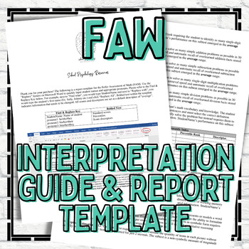 Preview of FAW Fiefer Writing Interpretation & Report Template Bundle School Psych SPED