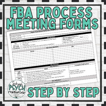 Preview of FBA Process Functional Behavior Assessment Meeting Forms ABA Behavior Analysis