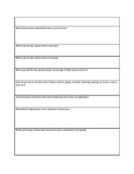 assessment interview student behavior fba functional form subject forms