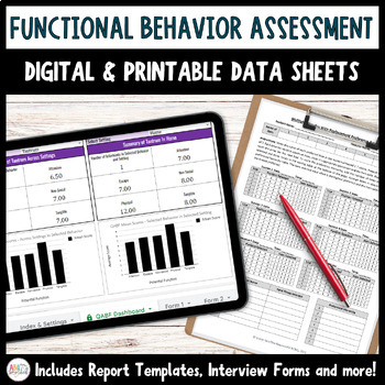 Preview of Functional Behavior Assessment (FBA) Bundle | Editable Template & Data Sheets